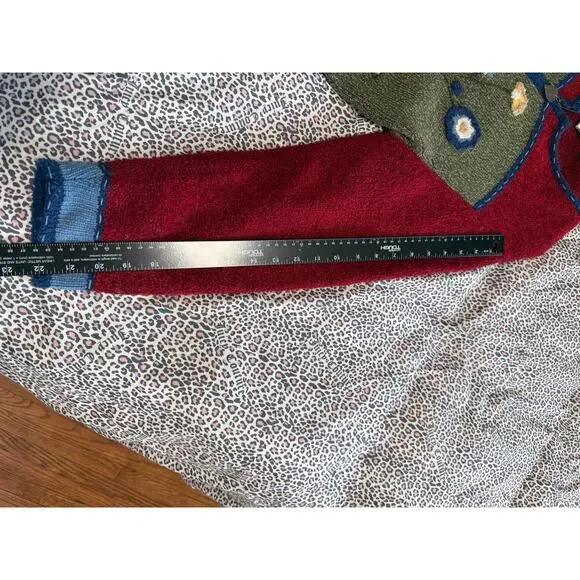 Koret 90s Embroidered Floral Zip Cardigan Wool Blend Women's XL Grandmacore Boho - Picture 6 of 11